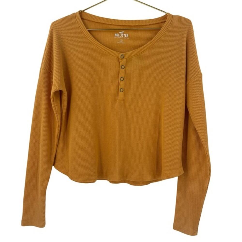 Hollister Waffle Knit Henley Long-Sleeve Tee Small